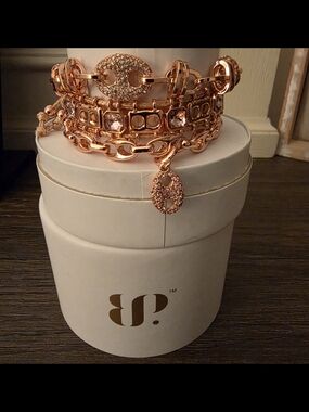BP Rose Gold Layered Charm Bracelet Stack